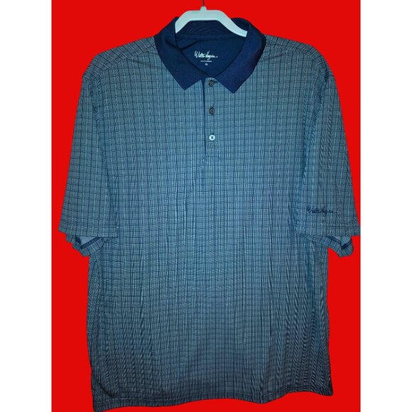Walter Hagen Mens XL Navy Plaid Short Sleeve Polo Shirt Golf - Picture 1 of 8